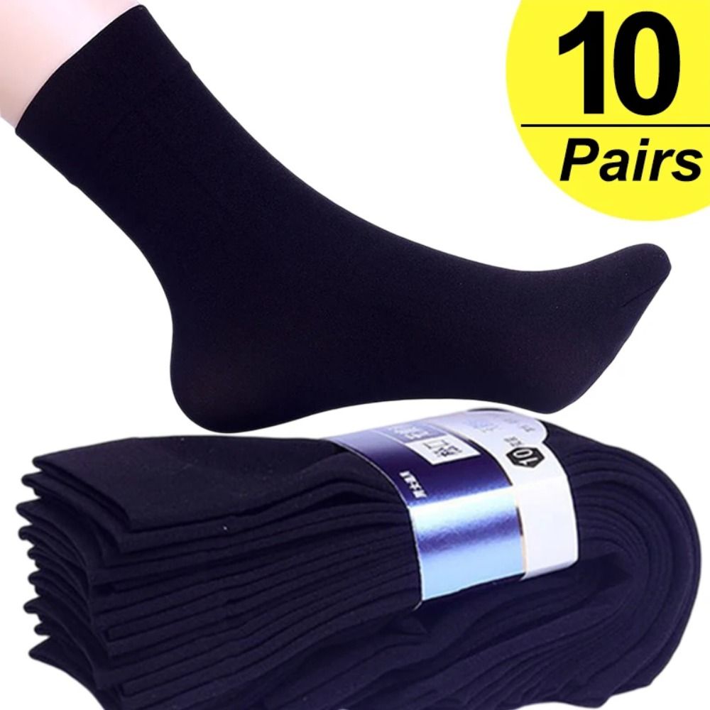 Silk Sock Bamboo - 10 Pares de Meias Casuais Respiráveis