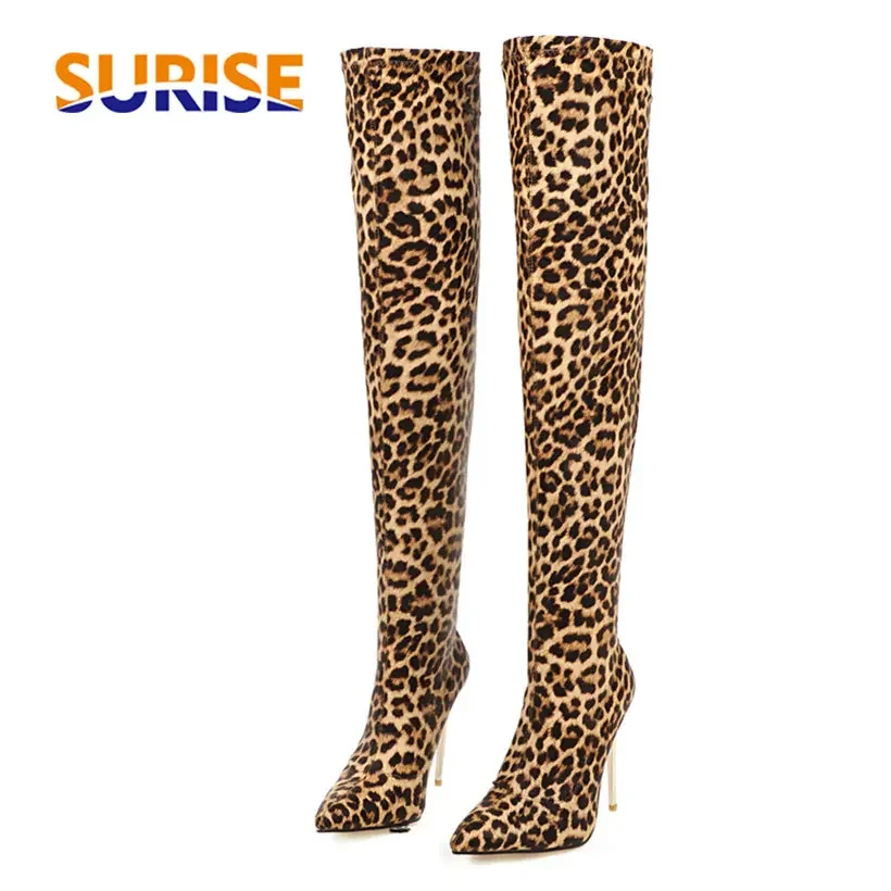 Plus size estiramento leopardo - Knee High Sock Women avaliação e preço